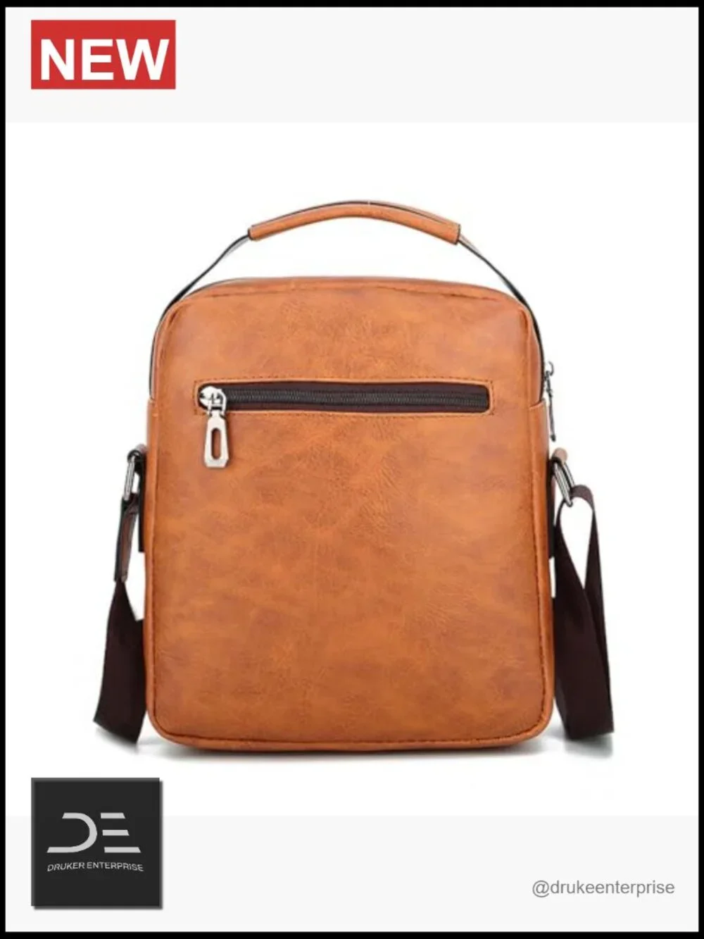 Vintage PU Leather Small Messenger Crossbody Bag for Men with Zipper